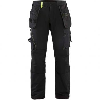 Pantaloni Stretch 4D C50 – Nero / Giallo Luminoso per Lavoratori