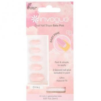 Invogue ongles postizos couleur rose ovale, set de 24