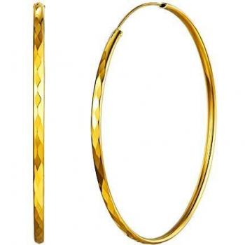 Pendientes Oro 18K Silvora Aros Grandes Plata 70mm Mujer
