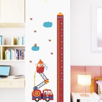 Cartoon Fire Ladder Growth Measurement Wall Art
