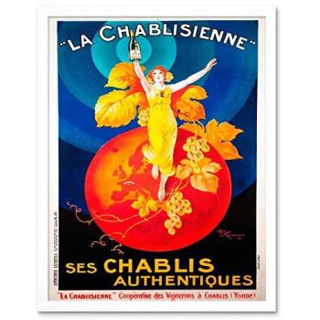 Chabis French Chardonnay Wine Poster – 12x16 Artistic Framed Print