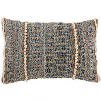 Coussin Rectangulaire à Motif Zigzag J-Line Marron/Bleu