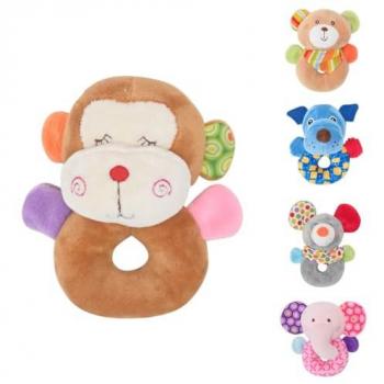 Lorelli Baby-Rassel-Plüschtier „Kuschelsound“ – Greifring, Raschelzone, strahlende Farben