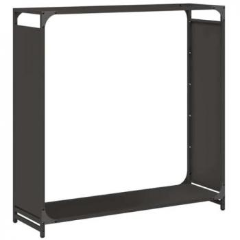 Black Firewood Storage Rack 90x28x90 cm Cold-rolled Steel