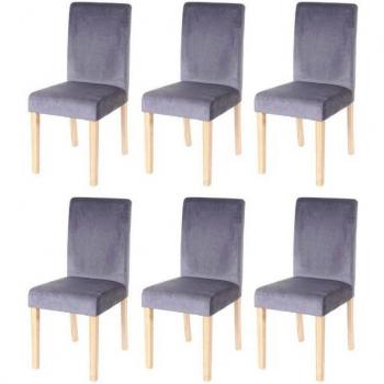 MCW Littau Stuhlset, 6er, Samt Grau, Helle Beine