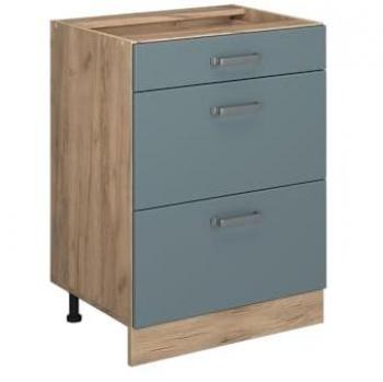 Modèle R-Line cuisine 60 cm, couleur bleu‑gris, tiroirs, sans plan de travail