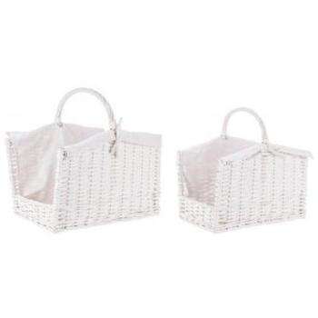 Set di Ceste in Legno Alesha, Colore Bianco – 2 unità