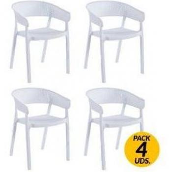 Paquete de 4 sillas Bari con reposabrazos para uso en interiores y exteriores