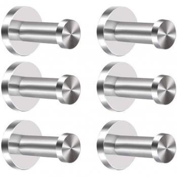 6Pcs Stainless Steel Hooks for Bathroom and Kitchen