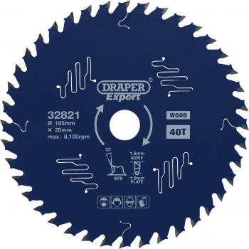 Draper Expert 165mm 40T TCT Circular Saw Blade for