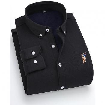 Polo Sport camisa abrigada de manga larga en negro XL