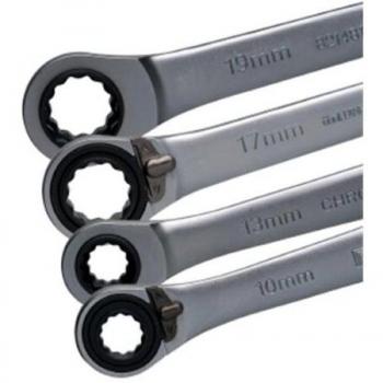 Clé ratchet multifonction 4 en 1 10/13/17/19 mm 12 pans longueur 220 mm 72 dents PROMAT