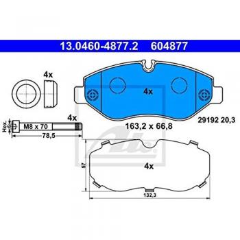 Original ATE Bremsbeläge für Scheibenbremse Vorderachse MERCEDES-BENZ SPRINTER 3,5-t, VW CRAFTER 30-35