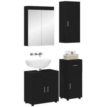 VidaXL Black Engineered Wood Bathroom Furniture Set (Drawer) – Tulum Edition