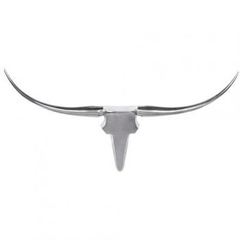 Plaque Murale Bull Antlers Aluminium Argent 100 cm