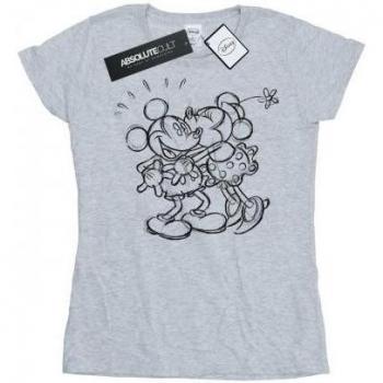 Camiseta Algodón Mickey y Minnie Beso para Chicas M Blanca