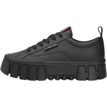 Schwarzer Plateau‑Sneaker mit Lederoptik – Tommy Jeans, 38 w