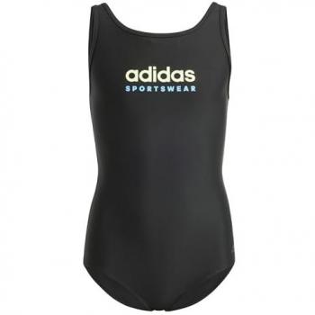 Bañador Deportivo U-Back para Niñas Adidas, Multicolor (Negro/Verde Brillante), 14-15 Años