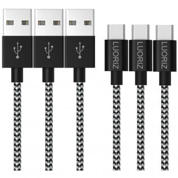 LUORIZ Braided USB Typ C Kabel, 2M/6.6ft, 3er Pack