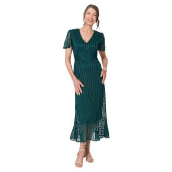 Short Sleeve Green Lace Midi Dress – Izabel London, Size 10