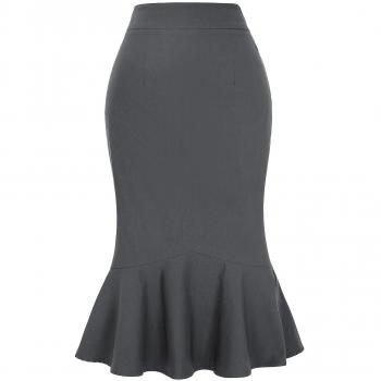 Mermaid-Kate Kasin Bleistiftrock in Schwarz – Retro Casual Edition