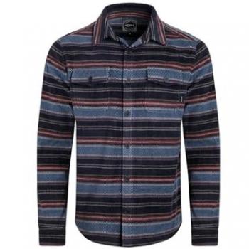 Weird Fish Cypress Striped Fleece Shirt Men's Midnight 3XL