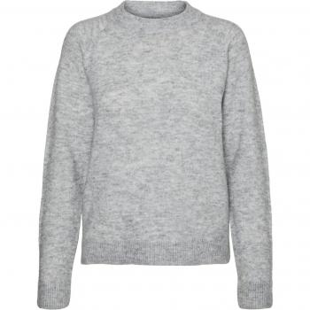 Vero Moda VMFILUCA LS O-NECK Pullover Hellgrau Melange