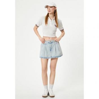 Mini-Pleated Denim Rock Koton, für Damen, Größe 40