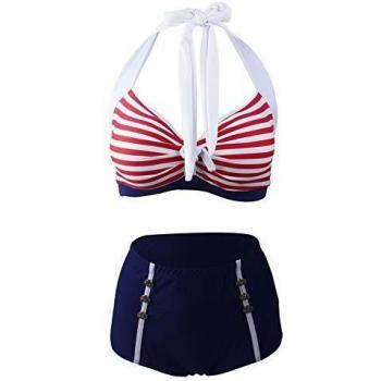Red LA ORCHID Bikini Set für Frauen – High-Waist, Push-Up, Beachwear, L