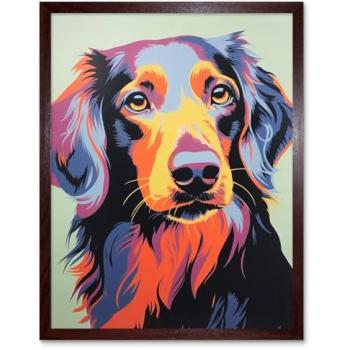 Pet Canvas Delight – Dachshund with Rainbow Palette (12×16)