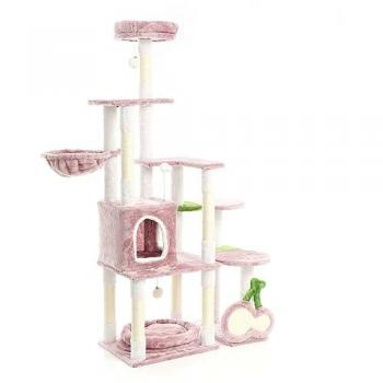 Arbre de grattage 162 cm – Maison rose avec balles de jeu