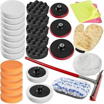 TecTake Kit de pulido de 29 piezas con esponjas para pulidora