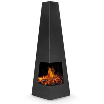 Dellonda Wood Burner Chiminea for Outdoors W45cm H150cm Black Steel