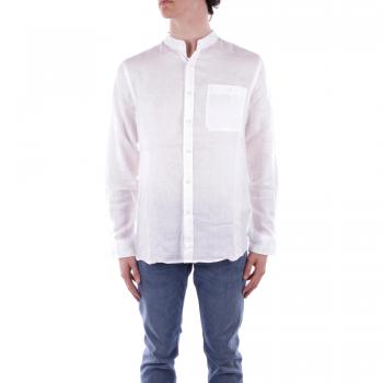 Camicia Uomo Woolrich Bianco Collo alla Bandiera in Lino Taglia XL