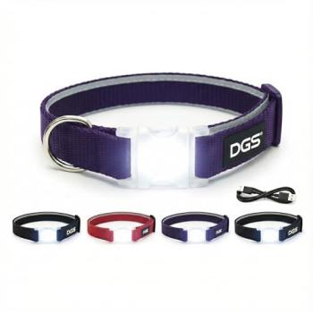 PetGlow Ultra LED Collar – Rechargeable, Purple, 45.7–63.5 cm, Heavy‑Duty Nylon