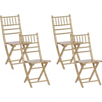 Chaises pliantes en bois peigné doré – Lot 4 – Design Glamour