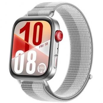 Huawei Watch Fit 4 – Silbertönes Gehäuse, Nylonarmband in Silber