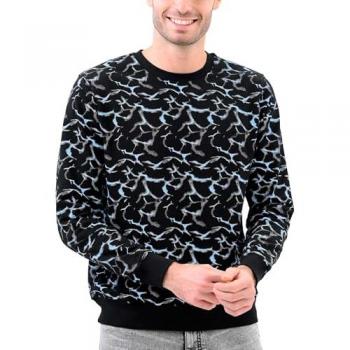 Black Enorsia Crack Print Crew-Neck Hoodie – Men’s Small
