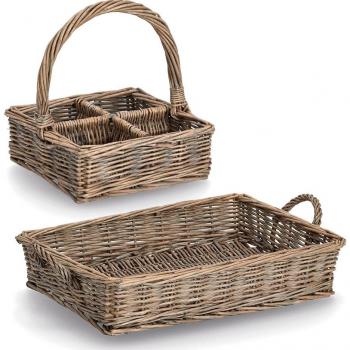 Zeller Holz‑Brotkorb Set (2‑Teil) + Weiden‑Tablett im Geschenkumfang