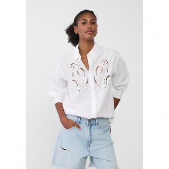 Stradivarius Size S Embroidered White Shirt