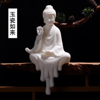Tea pet decorativo con figuras de Buda Sakyamuni, Dizang Bodhisattva y Avalokiteshvara