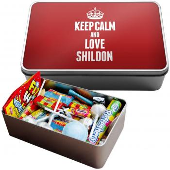 Keep Calm & Love Shildon Red Retro Sweet Large Tin 0573