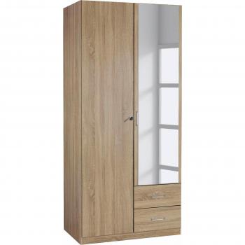 Bergheim Kleiderschrank RAUCH – Braun (hell), B90 cm x H197 cm x T54 cm, abschließbar, Dreht