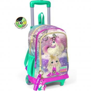 Coral High School Backpack with Three Compartments and Squeegee Design, Unicorn Pattern, ID: 23933