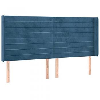 VidaXL Samt-LED-Kopfteil Dunkelblau, Größe 183×16×118/128 cm