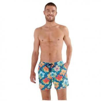 HOM Herren Bade-Shorts aus Mikrofaser, blau/multicolor