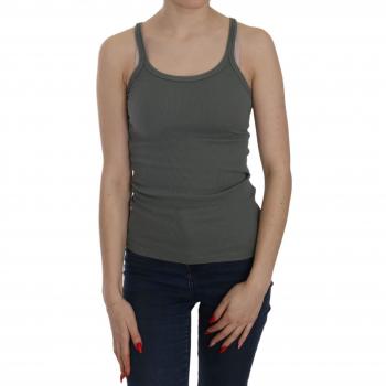 Green Cotton Sleeveless Spaghetti Tank T-Shirt Blouse