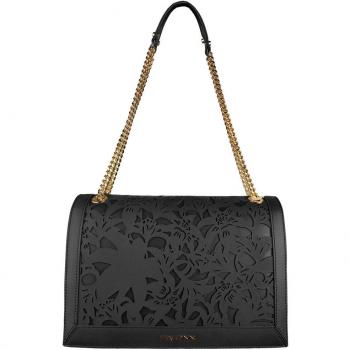 Baldinini, Stylish Black Floral Leather Crossbody Bag, ONE SIZE