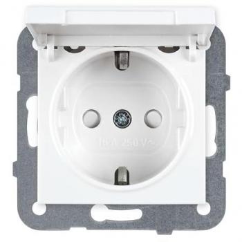 Panasonic Schutzkontakt-Steckdose Plus 55 mit Klappdeckel WDTT03102WH