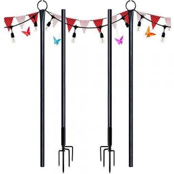 Surnie Solar & LED String Light Stand – 2‑Pack, 9 ft